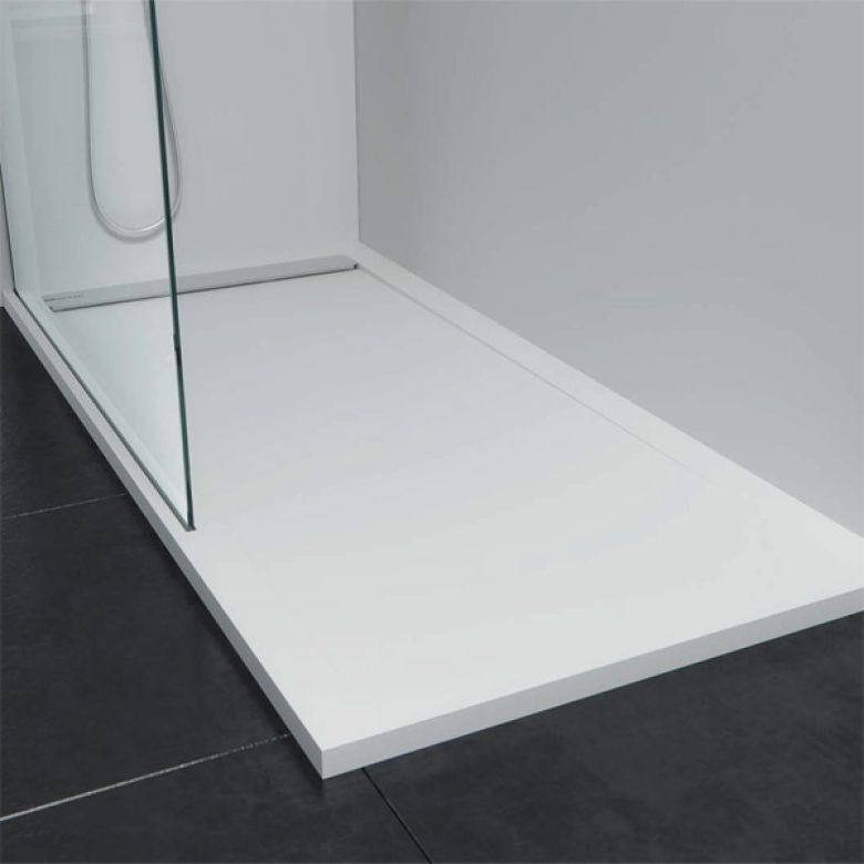 Plato de ducha resina rejila inox y acabado liso