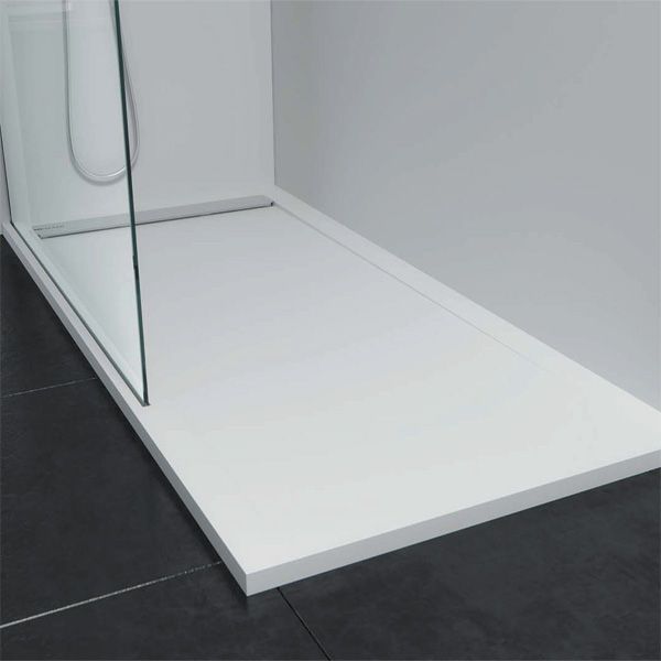 Plato de ducha resina rejila inox y acabado liso